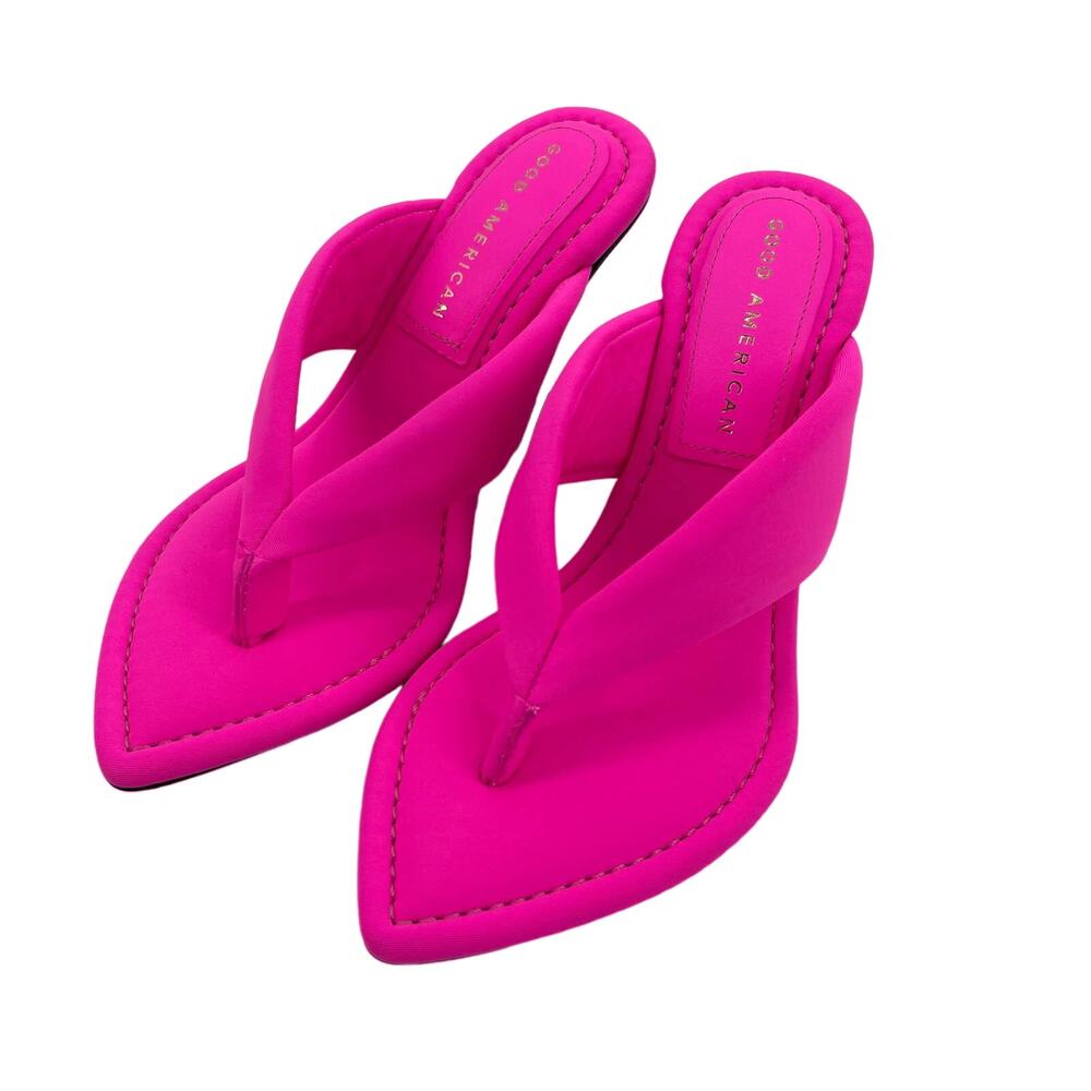 Good American Clear Wedge Sandals Size 5‎ Hot Pink 002 GA077N-X
